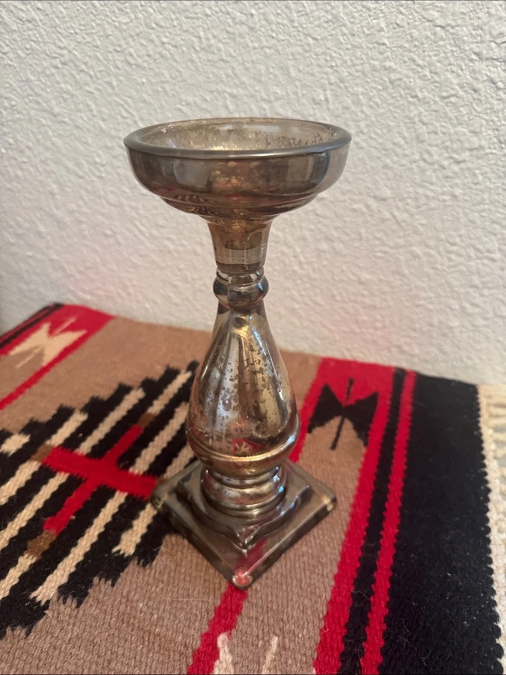 Antique-Style Silver/Gold Mercury Glass Candle Holder